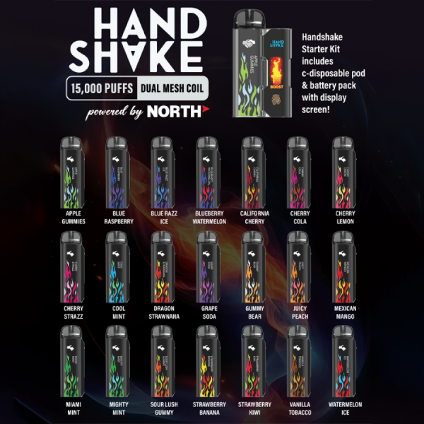 HANDSHAKE POWERED BY NORTH 15000 PUFFS DISPOSABLE VAPE 5CT/DISPLAY - Image 2