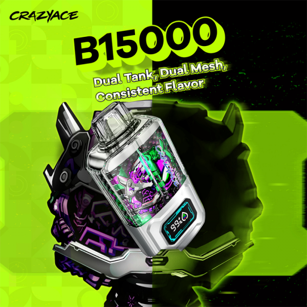 CRAZYACE B15000 DUAL TANK DISPOSABLE VAPE 5CT/DISPLAY - Image 2