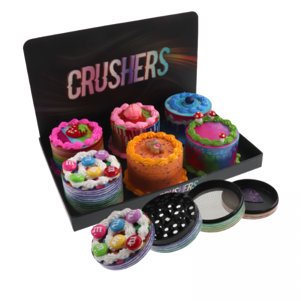 CRUSHER 4-PIECE 63MM METAL HERB GRINDER 6CT/ASSORTED DISPLAY